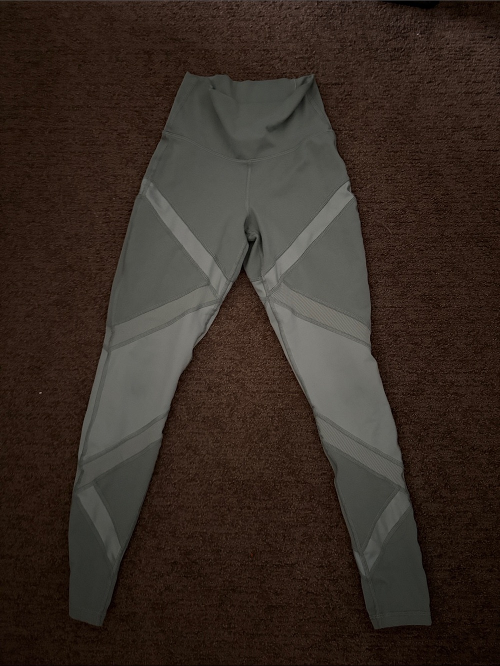aerie Olive Green High-Waist Mesh-Panel Leggings
